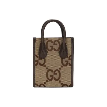GUCCI Canvas With Leather Tote Bag, Shopping Bag, Handbag, Shoulder Bag, Crossbody Bag Mini Women's Beige Brown