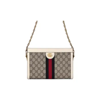 GUCCI Ophidia Canvas With Leather Envelope Bag, Clutch, Shoulder Bag, Crossbody Bag Trumpets Women's Ebony/White
