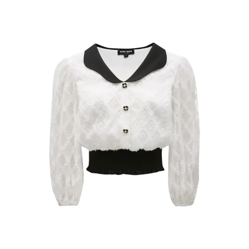 VERO MODA 로우 화이트 여성 크롭 탑