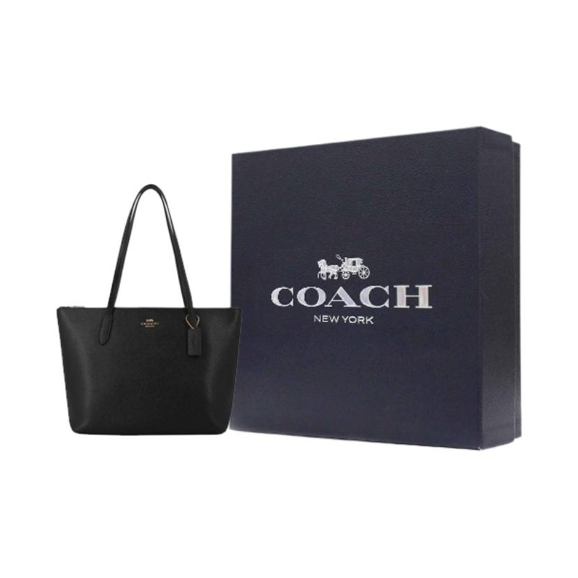 COACH Zip Top Tote Leather Tote Bag Shopping Bag Handbag