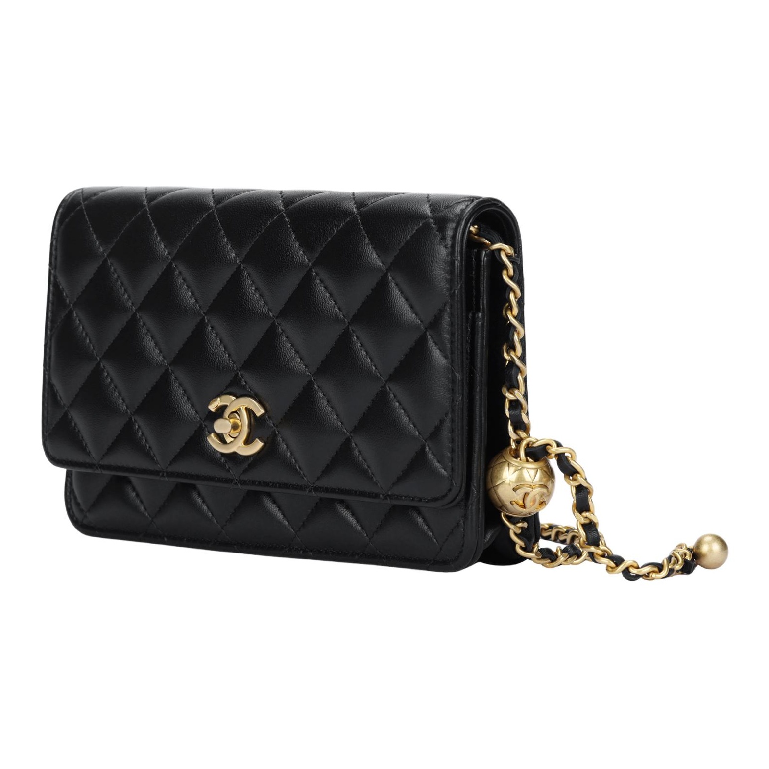 正規店買付【ルブタン】Black Wallet on chain By My Side Loubi54 - Wallet on chain - Calf leather - Black and gold