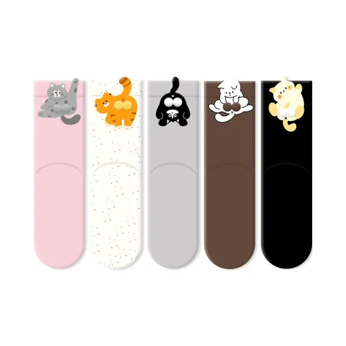 COTTON CHEESE [5팩 세트] 너티 고양이 여성 크루 삭스