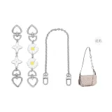 Silver[White Four-Leaf Clover+Daisy Extender Chain]+Decorative Chain 40cm