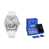Transparent Case White Dial White Rubber Strap