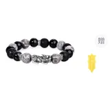 999 Fine Silver Ink Sea Silver Brilliance Chinese Auspicious Animal Beaded Bracelet[Comes with Peace Symbol Gold Sticker]