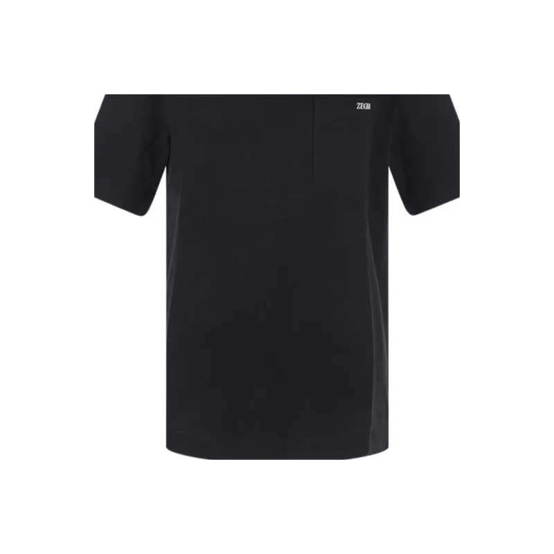 Tシャツ・カットソー ERMENEGILDO ZEGNA Men Hoodies N6MGI1940 001 Black ZEGNA: cotton T-shirt with embroidered logo - Black | Zegna