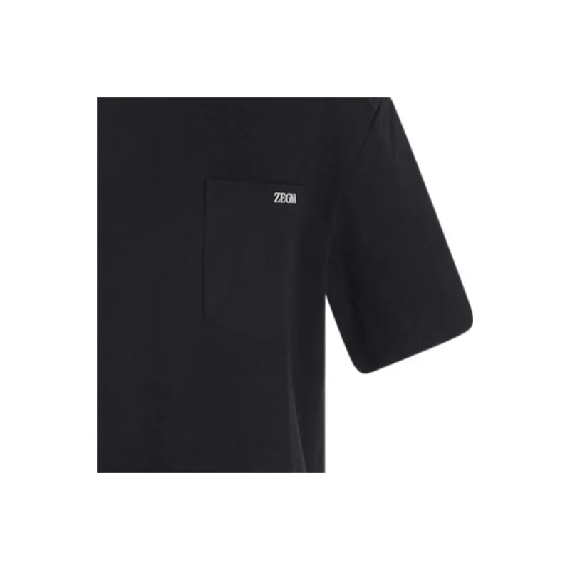 Tシャツ・カットソー ZEGNA T-shirts and Polos Black Zegna Logo embroidery T-shirt - Black - Men | E7360A5B760K09