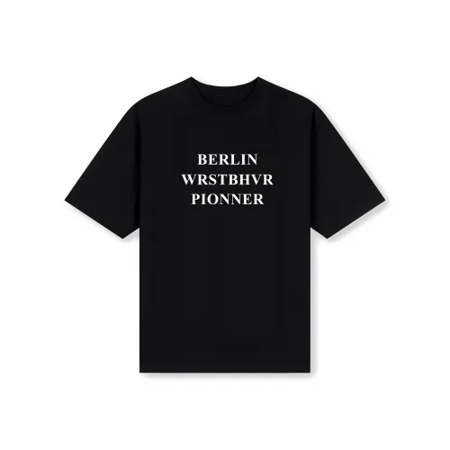 WRSTBHVR PIONEER 블랙 남녀공용 티셔츠