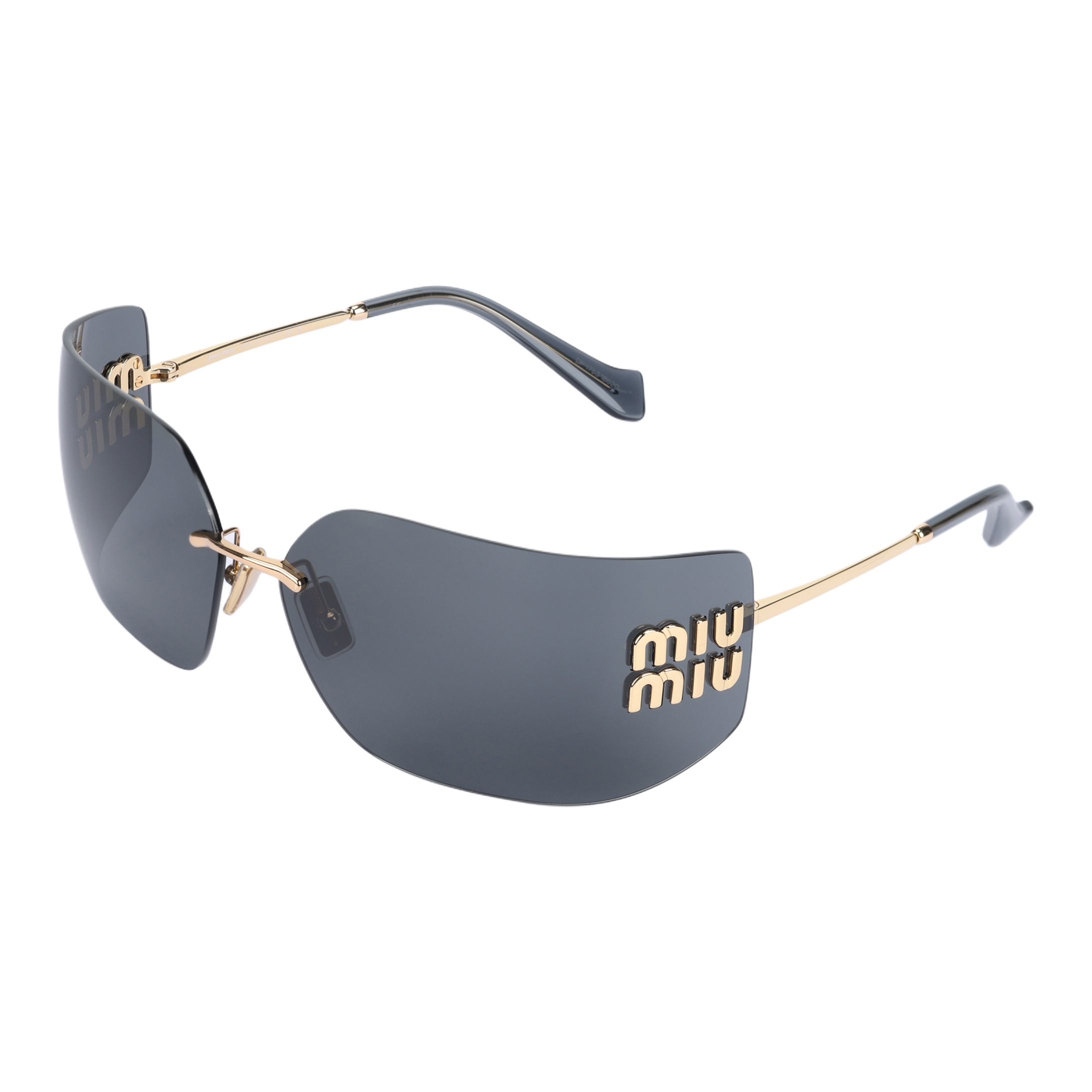 Miu Miu Eyewear ラップフレーム サングラス | ゴールドトーン
