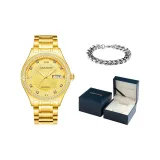 Gold Case Gold Dial Steel Band[Limited Blue Box+Cuban Bracelet]