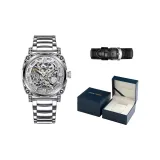 Silver Case Gray Dial Steel Band[Blue Leather Box+Genuine Leather Strap]