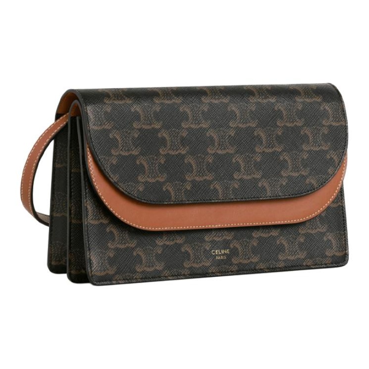 CELINE Triomphe Coated Canvas With Lambskin Trim Wallets