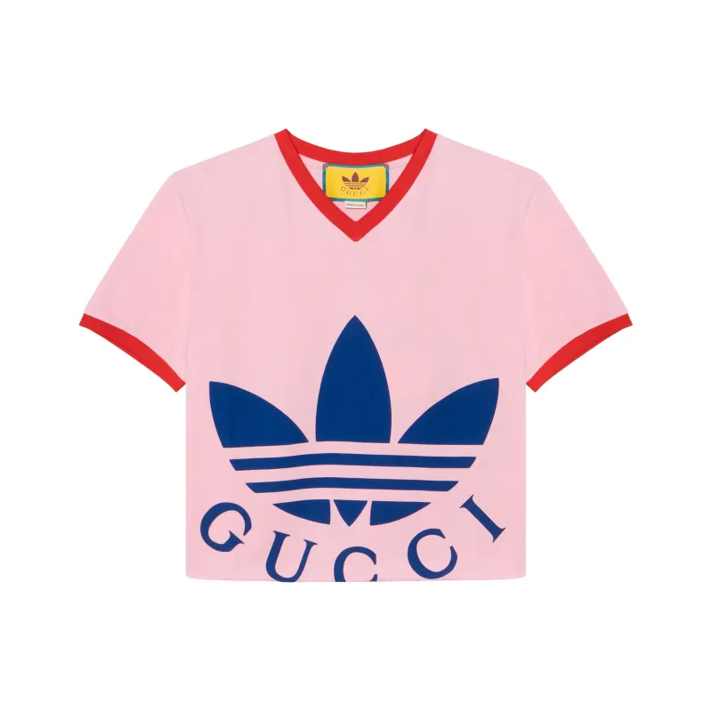 GUCCI X Adidas Cropped T-Shirt Pink - POIZON