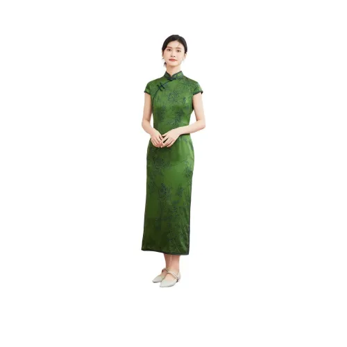 JINJU 그린 여성 반팔 원피스