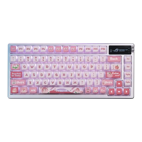 ROG 나이트 데몬, 와일드 피치 블라썸 GASKET 구조 OLED 디스플레이, 울트라 롱 기장 배터리 수명, AoC 테크놀로지 싱크, 잘생김 75% 레이아웃, 핫 스왑 커스터마이징 기계식 키보드