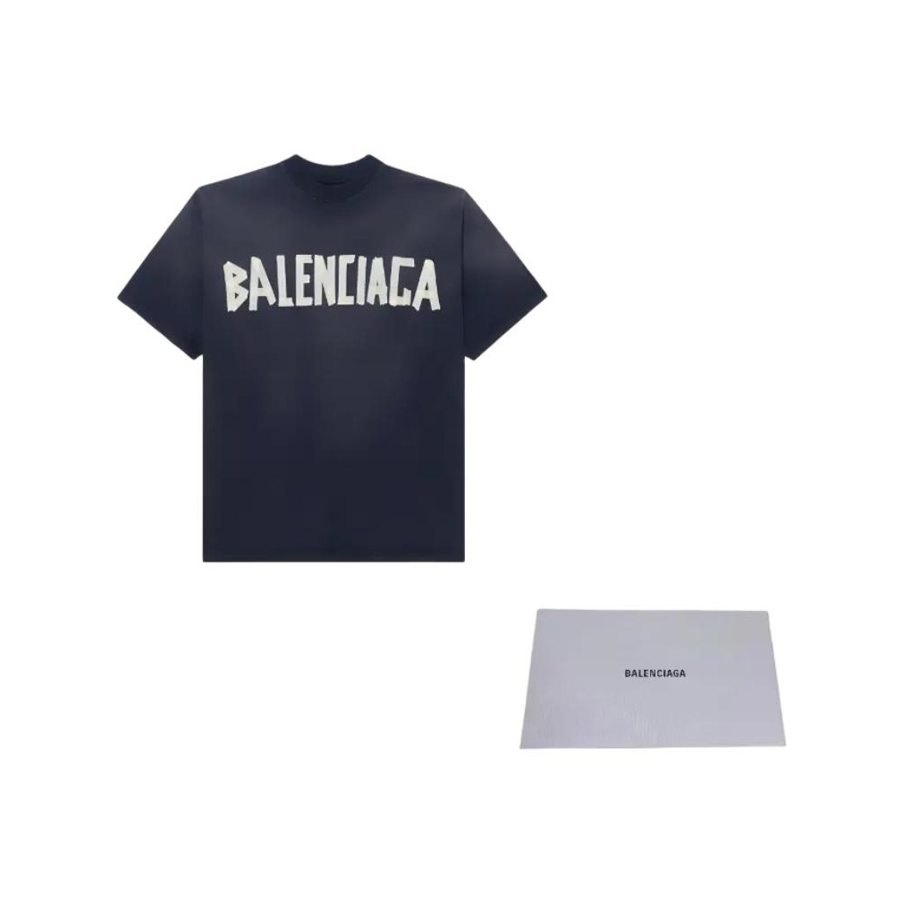BALENCIAGA Tape Type Logo ブラック Tシャツ Tape Type T-shirt Medium Fit in Black Faded | Balenciaga US