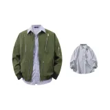 Army Green+Blue White Stripes[Shirt]