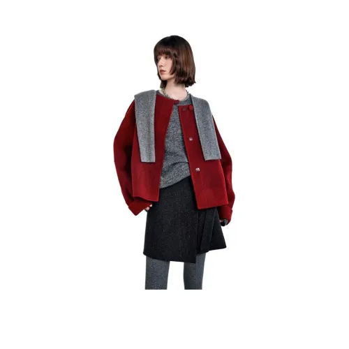 TKY SHOP 앙고라 레드 여성 코트
