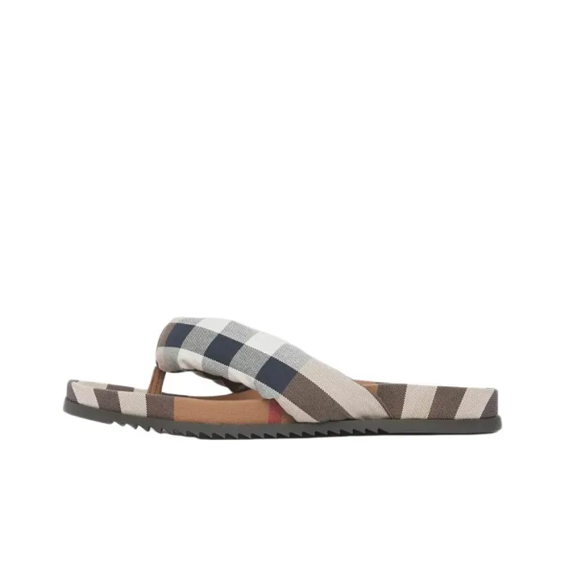 Burberry Check Print Thong Sandals Brown - POIZON