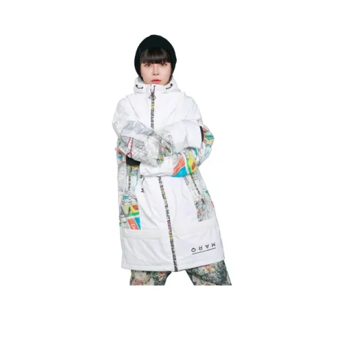 Marqleen 화이트 남녀공용 스키복 상의