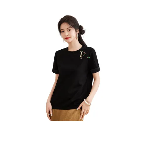 CARBAMMI 블랙 여성 티셔츠