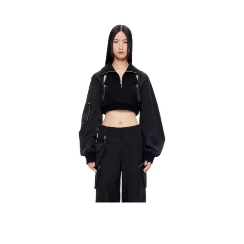 CNLEEWEI 블랙 여성 맨투맨 세트