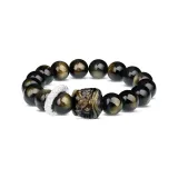 Gold Sheen Obsidian Lion Beaded Bracelet
