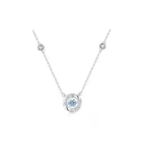 [S925 Silver]3 Seconds Heartbeat Necklace-Blue Diamond