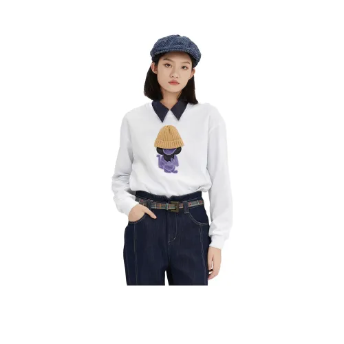 MIIDII 브라이트 화이트 여성 맨투맨