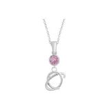 Plain Chain+Pendant+Crystal Pink+Letter O