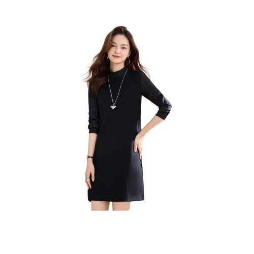 CARBAMMI 블랙 여성 긴팔 원피스
