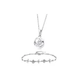 999 Fine Silver, Four-Leaf Clover Clothing Sets, Necklace+Bracelet