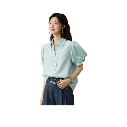 MISHOW 아쿠아 그린 블라우스 여성 셔츠