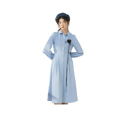 D.SIGN 블루 이글 여성 긴팔 원피스