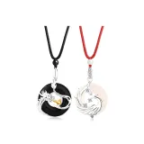 Dragon and Phoenix Peaceful Buckle Red Black Cord 1 Pair