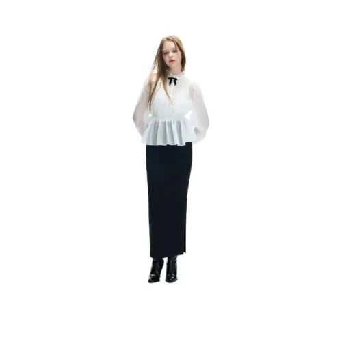 JORYAweekend 블랙 여성 캐주얼 롱 스커트
