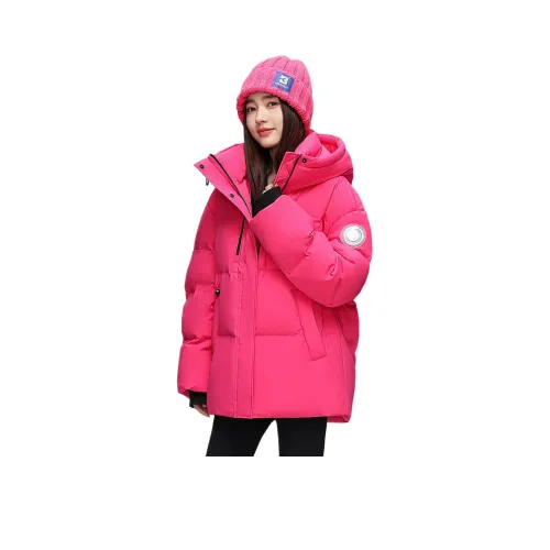 YABAOBAO 로즈 레드 여성 다운 재킷