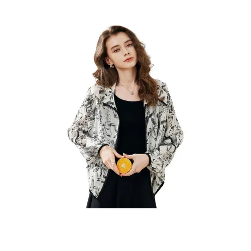 COMOBOCA 블랙 화이트 프린팅 여성 자켓