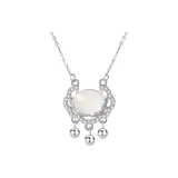 Peaceful Lock Chalcedony Necklace in Silver