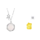 Four-Leaf Clover Litchi Chalcedony Necklace-S925 Silver