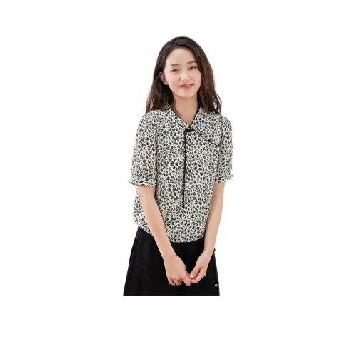 프라그먼트 화이트와 블랙 여성 티셔츠
