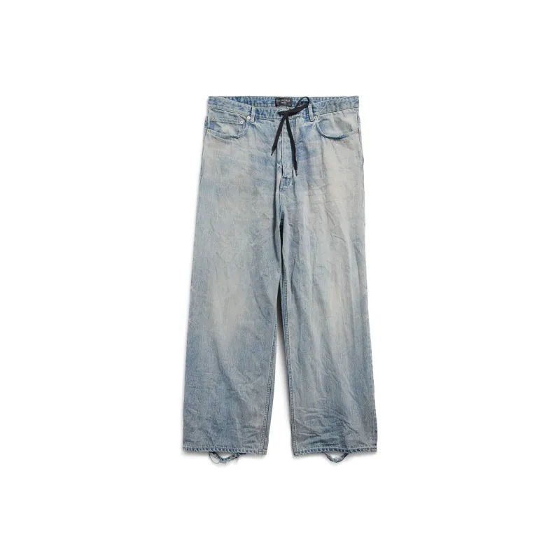 パンツ balenciaga y2k baggy jeans Balenciaga - Y2K Wide-Leg Distressed Printed Jeans - Blue