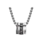 925 Sterling Silver Six-Character Mantra Pendant with Steel Chain