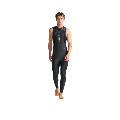 2XU 블랙 시트러스 오렌지 남성 수영복 세트