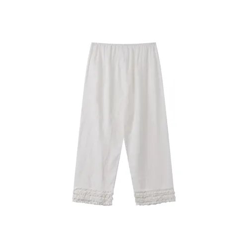 DE Mincollection 화이트 여성 캐주얼 팬츠