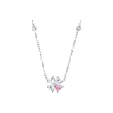 Heart Four-Leaf Clover Necklace-925 Sterling Silver Sweet Pink
