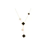 Four-Leaf Clover Fringe Necklace[Black White]
