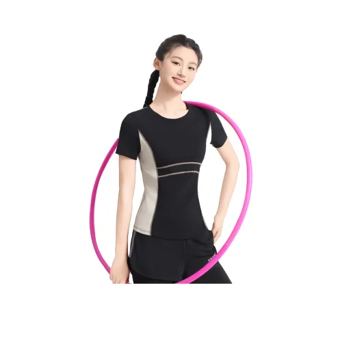 바비 블랙 여성 요가 티셔츠