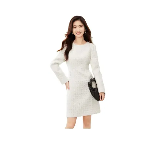 SENTUBILA 화이트 여성 긴팔 원피스