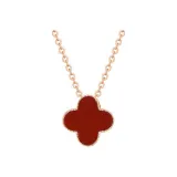 18K Rose Gold Lucky Four-Leaf Clover Pendant with Free Silver Chain